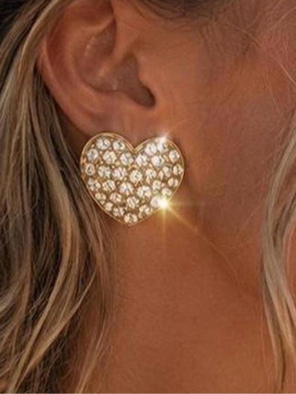 Heidi Daus Crystal Heart Earrings Gold Tone with Swarovski crystals